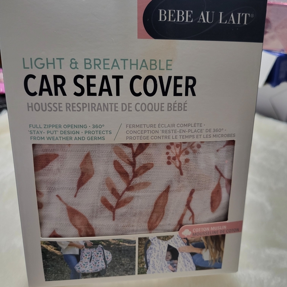Bebe au Lait Car Seat Cover - White and Brown - Picture 4 of 9